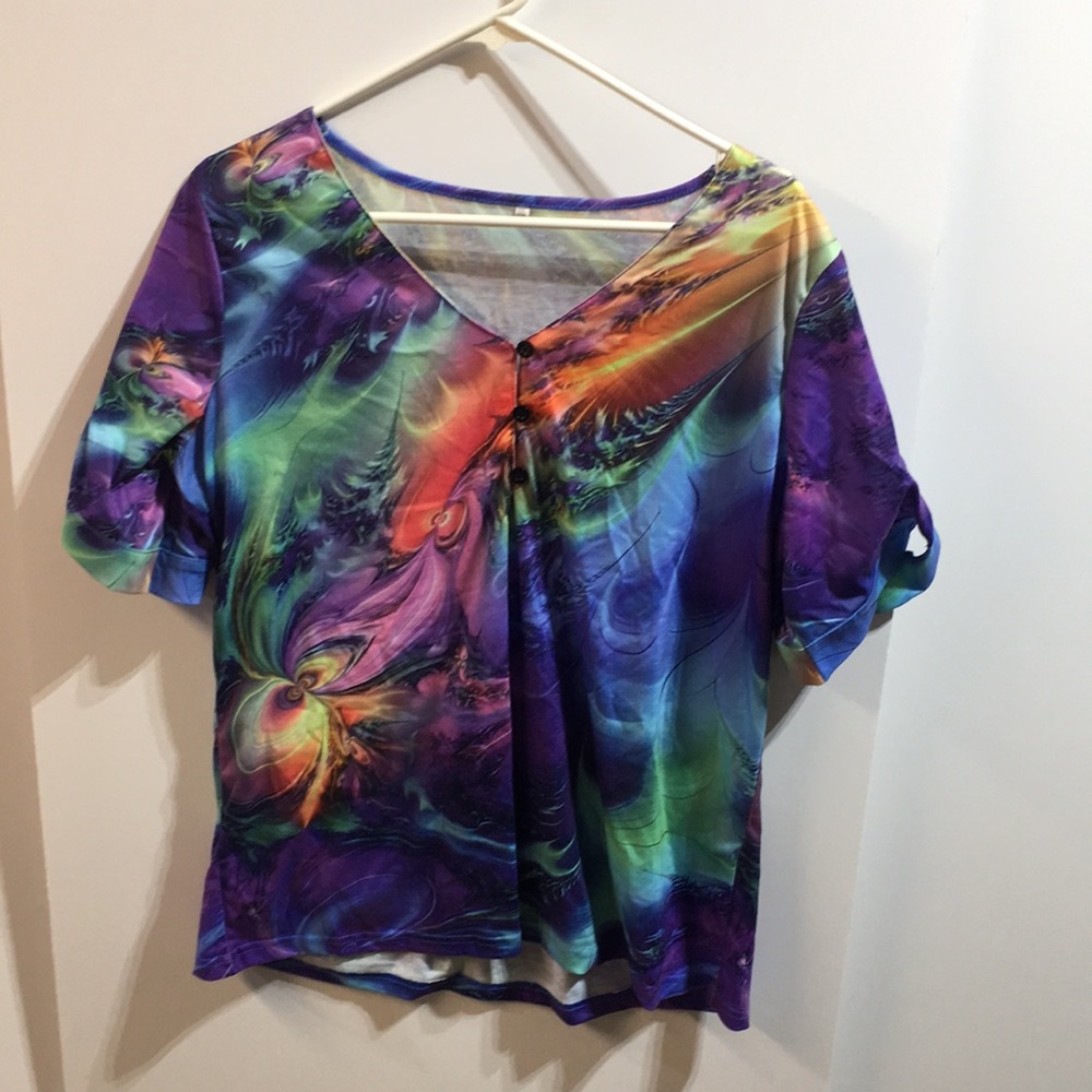 Marble Eget Women’s Multi-Color Short Sleeve Shirt Xxl